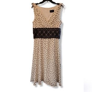 Retro Style Ivory/Black Polk-a-dot dress Connected Apparel Size Medium-Large